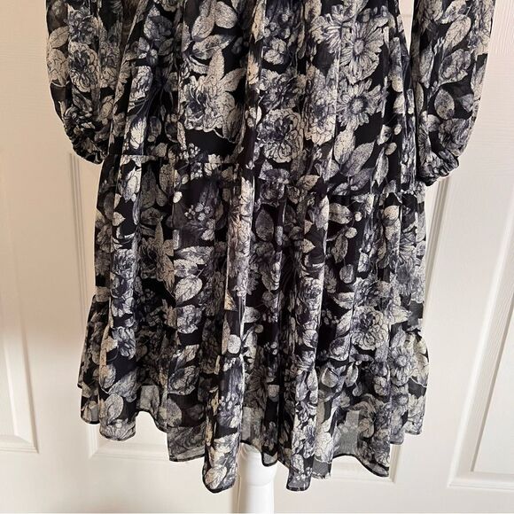 Cinq a Sept Harlie Floral Print Balloon Sleeve Dress in Slate Multi US 10 NEW - Picture 5 of 9